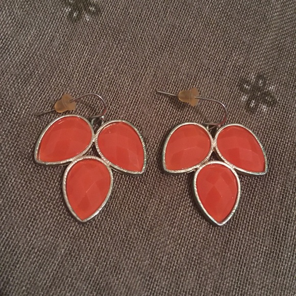 unknown Jewelry - Vintage Orange Leaf Shape Hook Back Earrings